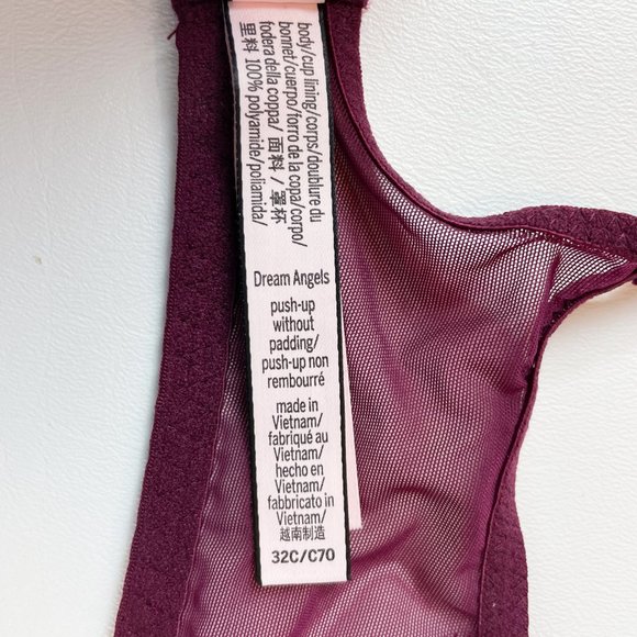 NWOT Victoria's Secret Bra 32C Dream Angels Push-Up Purple Lace B897 - Picture 7 of 7